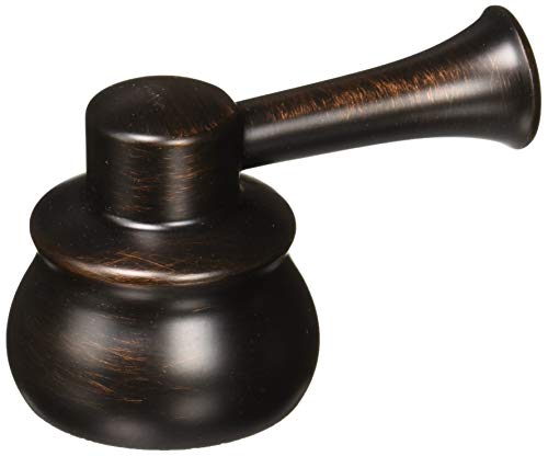 Venetian bronze metal lever handle with round base and tapered spout for tub and shower faucet.