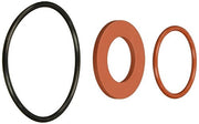Three rubber sealing rings: one large black oval ring and two smaller reddish-brown oval rings.
