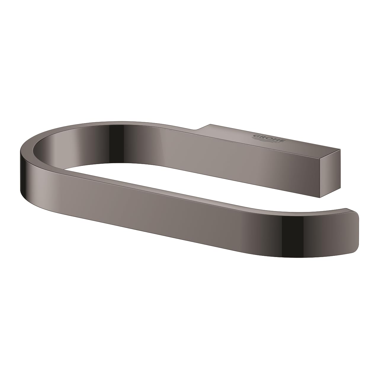 Dark graphite paper holder with open loop design and wall-mounted bracket, no cover included.
