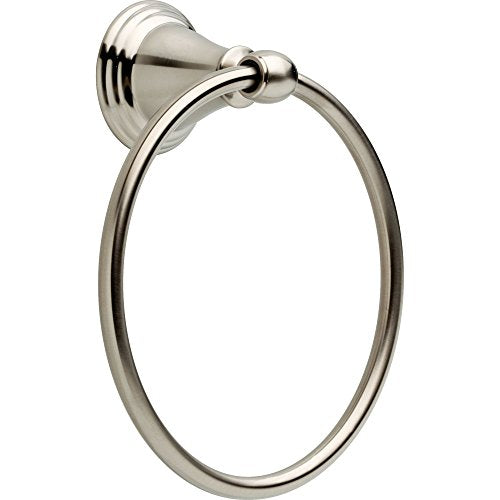Polished nickel towel ring with circular hanging loop and wall-mounted base.