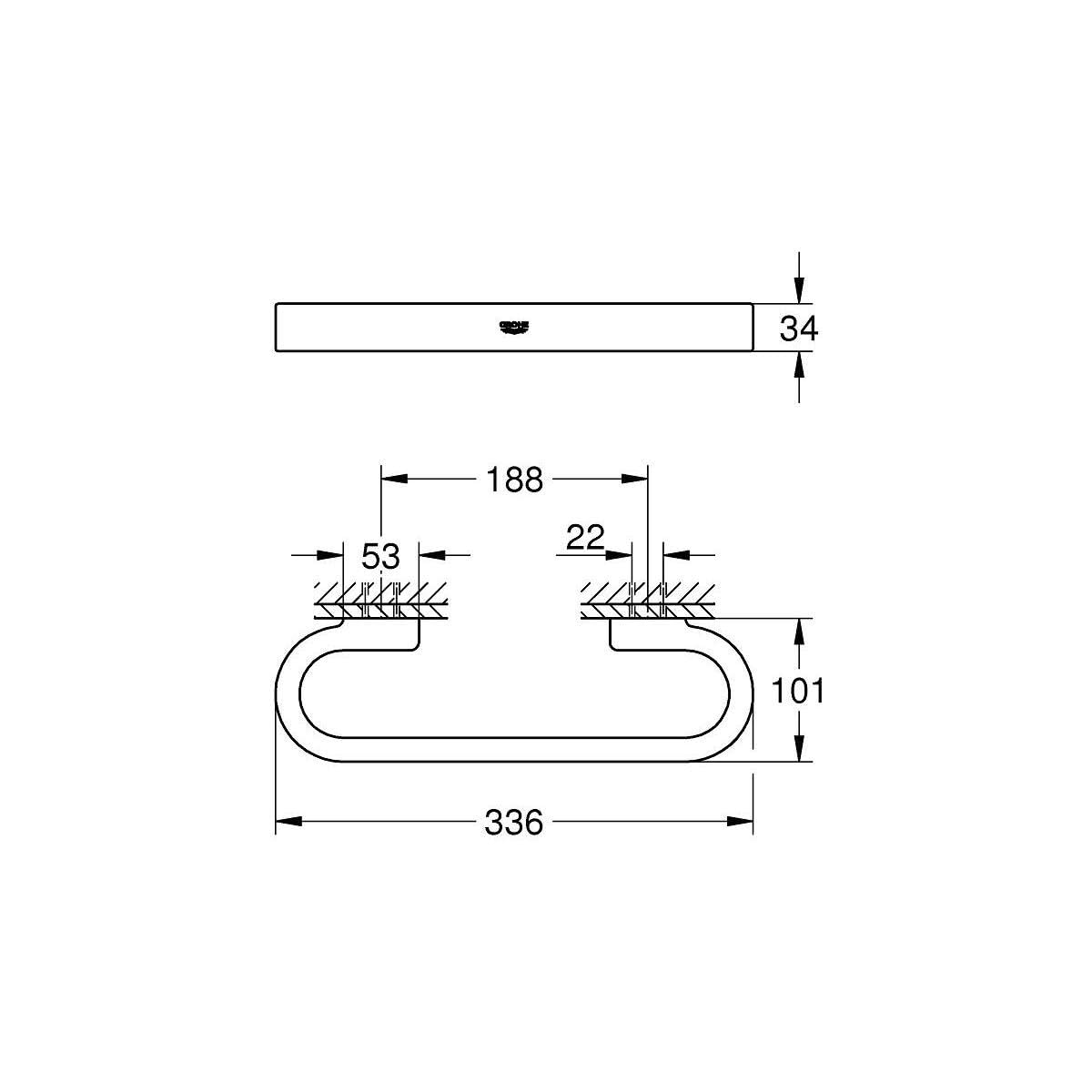 Grohe Selection 41064GN0 12" Grab Bar in Grohe Brushed Cool Sunrise