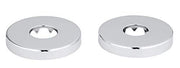 Chrome-finish round escutcheon with center hole, shown in two views.