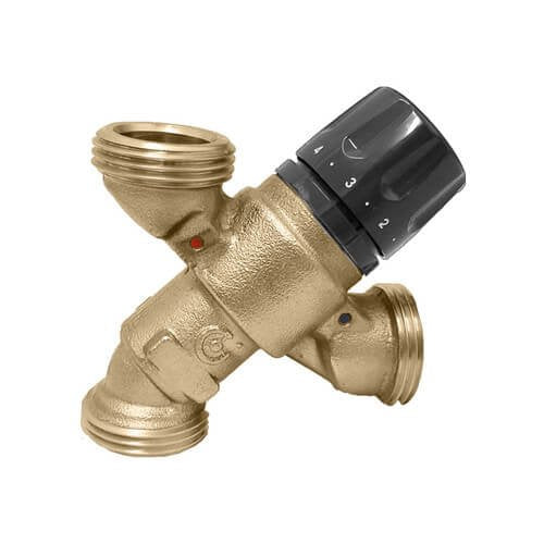 Caleffi 520051A Angle body thermostatic mixing valve, 1" union conn.