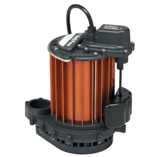 Liberty Pumps Model 233 submersible sump pump with orange ribbed aluminum housing, black motor head, and attached power cord.