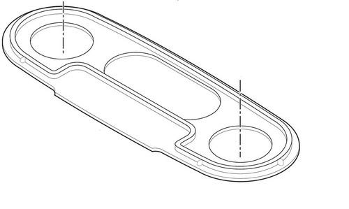 Delta RP19420 gasket with two circular openings and central rectangular section, technical line drawing.