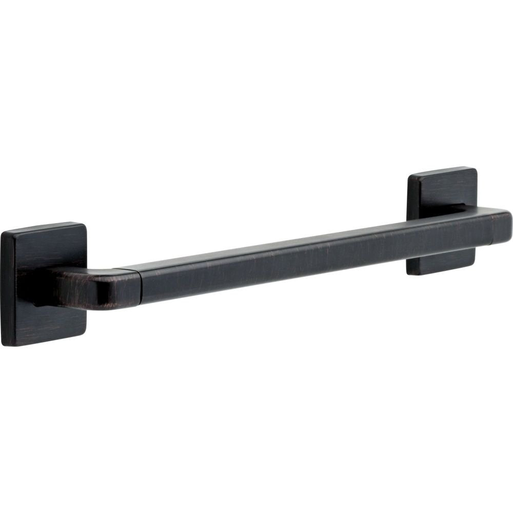 Matte black angular grab bar with square wall-mounted brackets on each end.