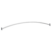 Chrome curved shower curtain rod with square wall brackets on each end.