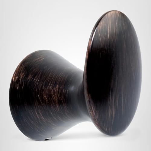 Oil-rubbed bronze robe hook with curved cylindrical design and textured finish.