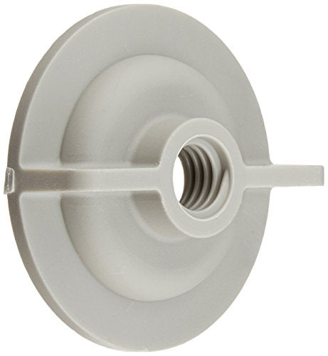White plastic locknut with threaded center hole and integrated washer base, shown from front view.