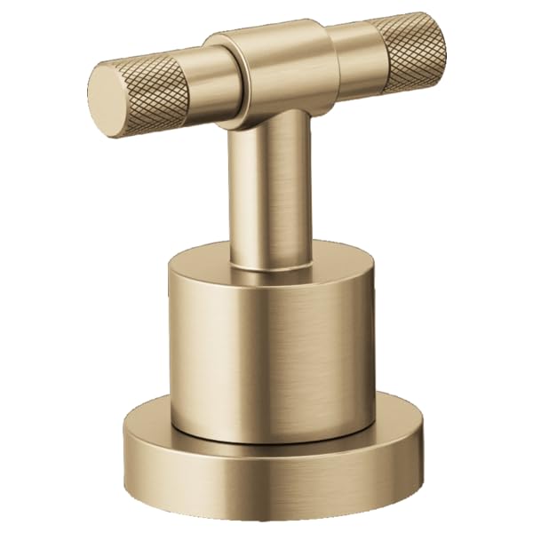 Champagne bronze T-lever handle kit with knurled grip ends and cylindrical mounting base for roman tub faucet.