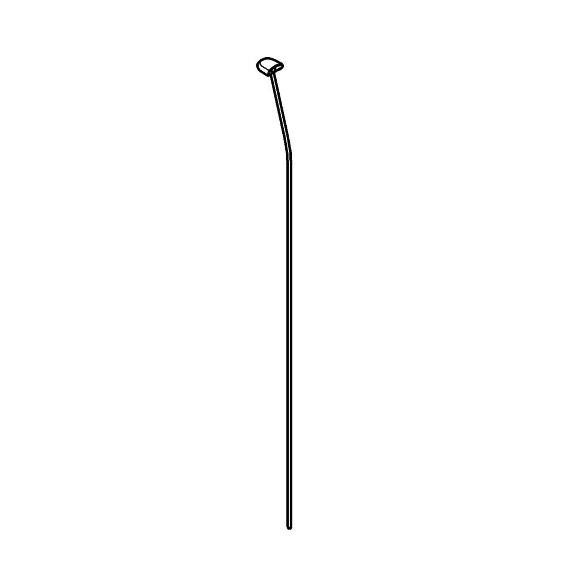 Brushed nickel lift rod with loop handle at top and straight shaft tapering to point at bottom.