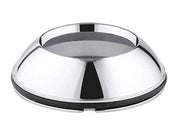 Chrome dome-shaped cap with black rubber ring and interior detail for plumbing fixture assembly.