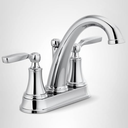 Delta Woodhurst Two Handle Centerset Bathroom Faucet with Metal Drain & Pop Up