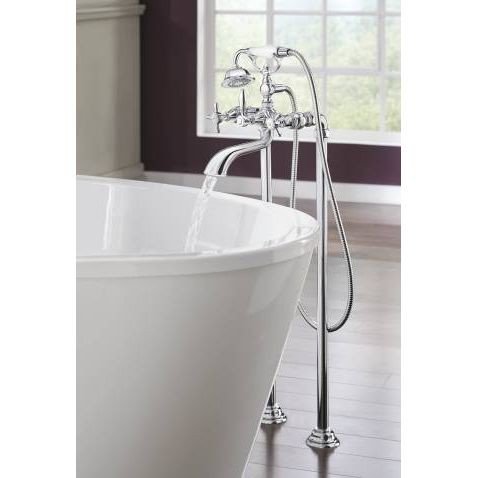Moen Weymouth Two Handle Tub Filler with Cross Handles and Handshower in Chrome - S22105