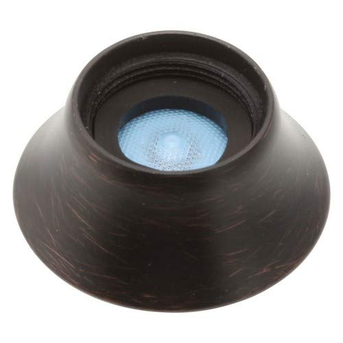 Venetian bronze aerator with blue mesh screen insert and threaded opening.