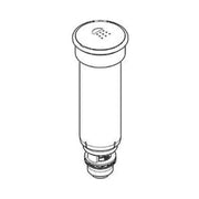 Chrome diverter knob with cylindrical body and round top cap featuring shower symbol.