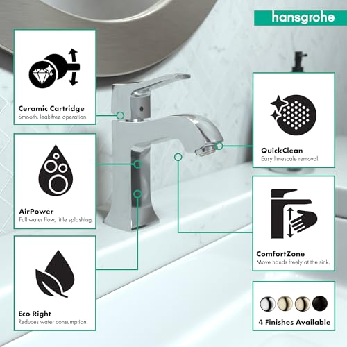 Chrome single-hole bathroom faucet with curved spout and lever handle mounted on white sink.