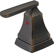 Venetian bronze metal lever handle set with tapered base and red indicator dot on mounting block.
