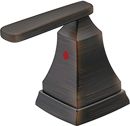 Venetian bronze metal lever handle set with tapered base and red indicator dot on mounting block.