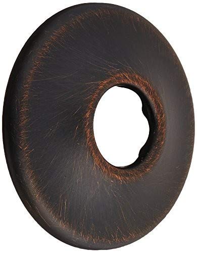Round shower flange in Venetian bronze finish with central hole opening.