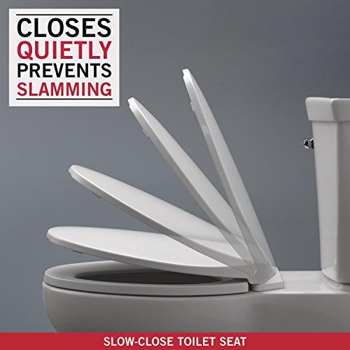 Delta Sanborne 801902-WH Round Front Slow-Close Toilet Seat in White Finish