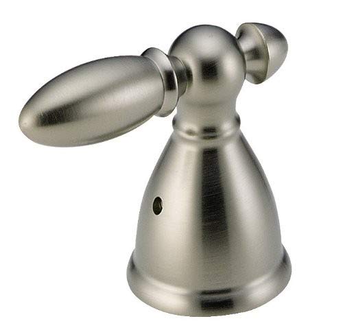 Stainless steel Victorian-style lever handle kit with conical base and dual elongated handles positioned horizontally.