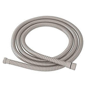 Satin nickel metal shower hose coiled with square connector fittings at each end.