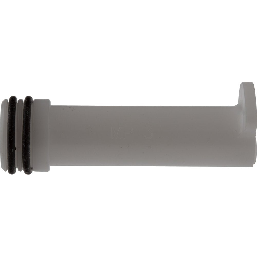 Gray cylindrical pressure test plug with black rubber seals on one end and a flat head on the other end.