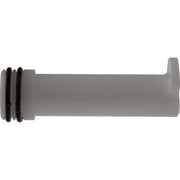 Gray cylindrical pressure test plug with black rubber seals on one end and a flat head on the other end.