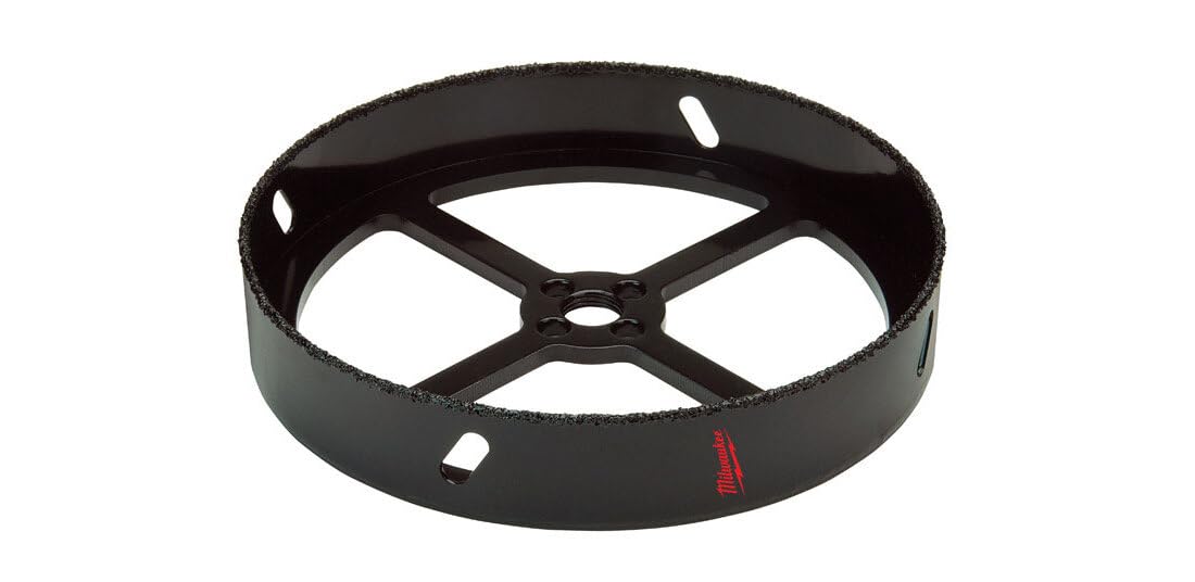 Black recessed light hole saw with serrated cutting edge and center arbor, 4-3/8 inches diameter.