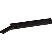 Black metal bathroom wrench with angled head and cylindrical handle.