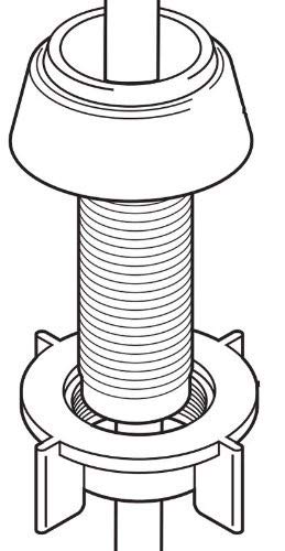 Chrome vegetable spray support assembly with threaded cylindrical stem and flanged base connector.