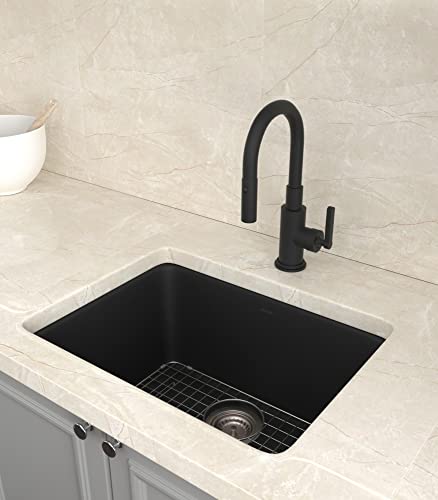 Rohl Allia 24" Fireclay Single Bowl Undermount Kitchen Or Laundry Sink in White - 6347-00