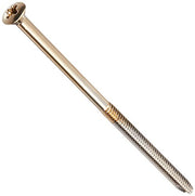 Two champagne bronze finish escutcheon screws with Phillips heads and threaded shafts.
