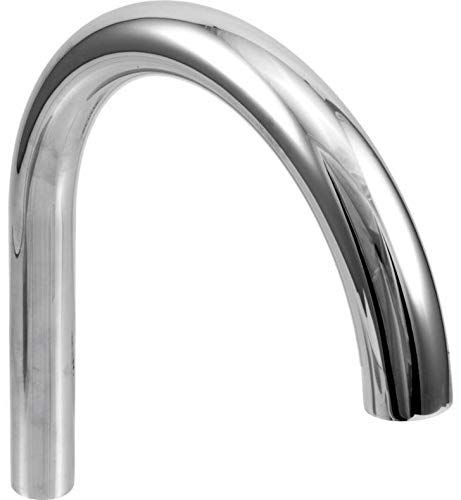 Curved stainless steel kitchen faucet spout assembly with arched neck and smooth finish.