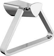 Chrome and white triangular towel holder with curved arms and mounting bracket.