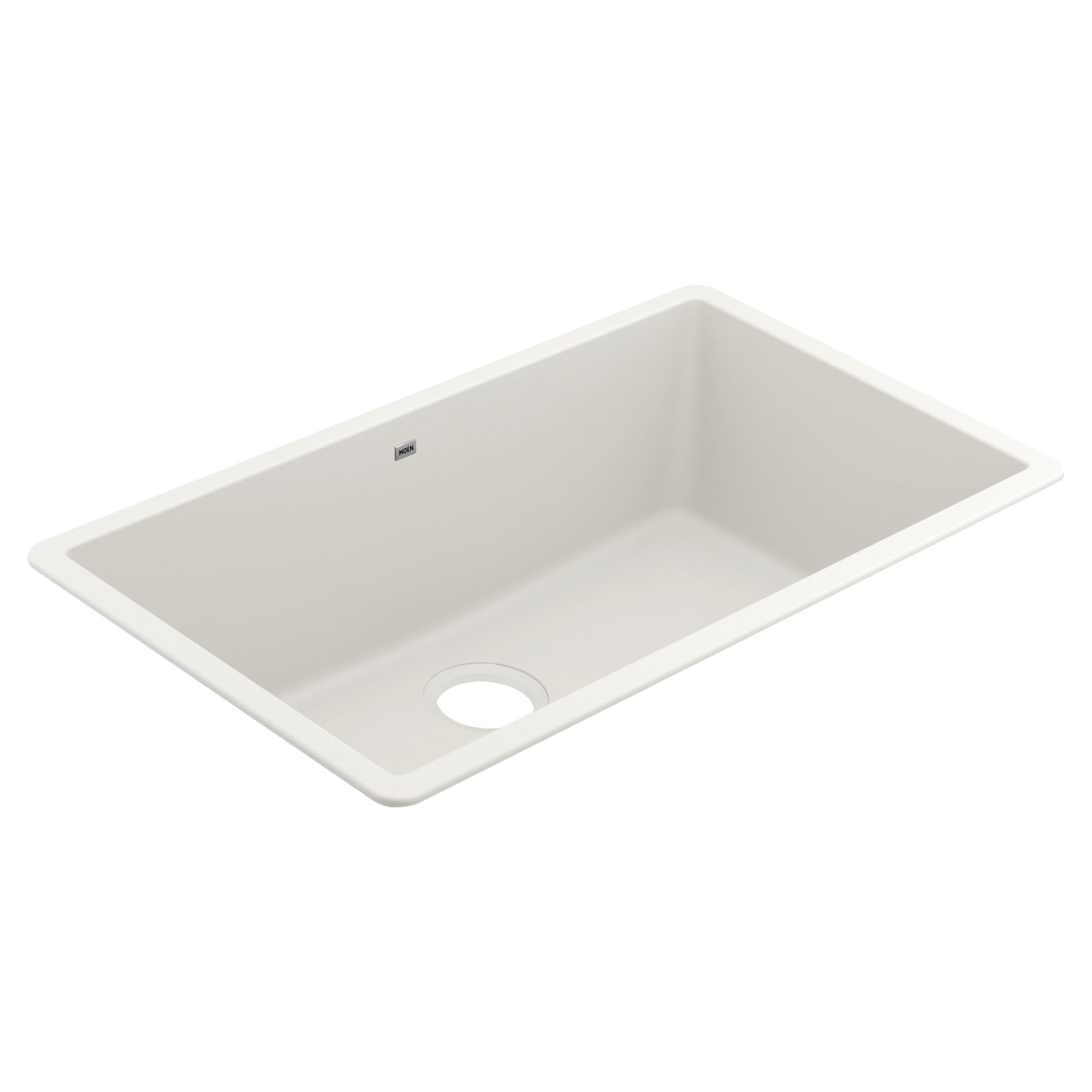 Moen Host White Granite 33 Inch Wide x 9.5 Inch Deep Undermount Single Bowl Kitchen Sink in White - GGW4010B