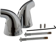 Chrome metal lever handles for roman tub faucet with mounting hardware and bolts included.
