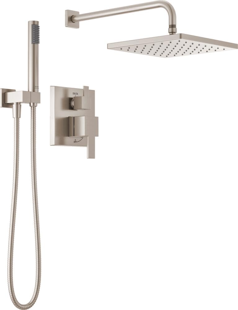 Delta Modern Monitor Series Shower With Raincan, Hand Shower & Rough Valve in Spotshield Brushed Nickel - 342701-SP
