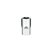 Milwaukee 1/2 in. drive 15MM metric 6-point socket with flat sides and engraved markings.
