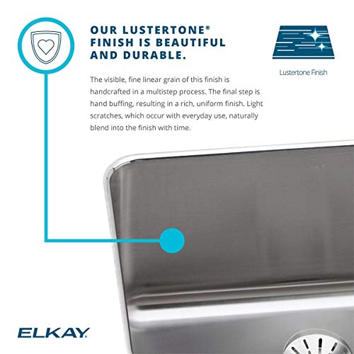 Stainless steel drop-in sink bowl with rounded corners and brushed Lustertone finish, shown from above at an angle.