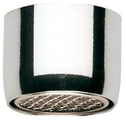 Brushed nickel cylindrical flow straightener with grid pattern interior and polished chrome finish.
