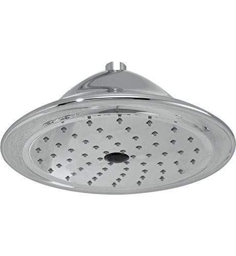 Venetian bronze raincan showerhead with multiple spray holes and ceiling-mounted connector arm.