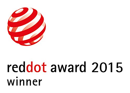 Red Dot Award 2015 winner logo with red and white spherical design.