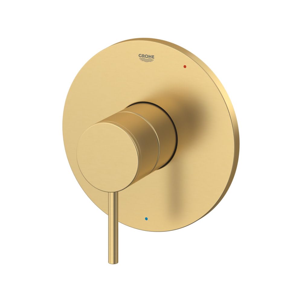 Grohe Atrio single-function pressure balance valve trim with circular escutcheon and lever handle in brushed champagne gold f