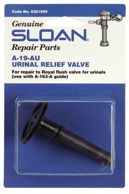 Sloan A-19-AU black urinal relief valve replacement part in retail packaging with instructions.