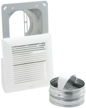White plastic inlet kit with horizontal louvers and gray metal duct connector component.