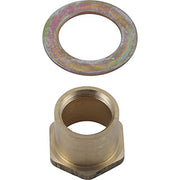 Zinc-plated washer and brass extension nut for electronic faucet installation.