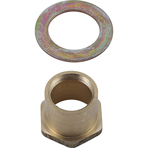 Zinc-plated washer and brass extension nut for electronic faucet installation.