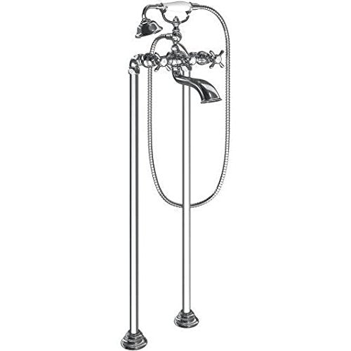 Moen Weymouth Two Handle Tub Filler with Cross Handles and Handshower in Brushed Nickel - S22105BN
